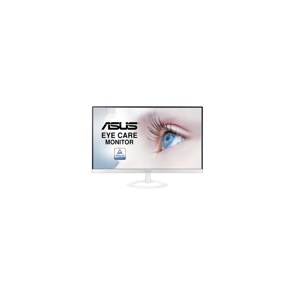 Monitor per computer bianco con il logo ASUS Eye Care Monitor.