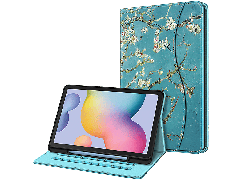 FINTIE Hülle Tablethülle für Kunstleder, Mandelblüten Samsung Bookcover