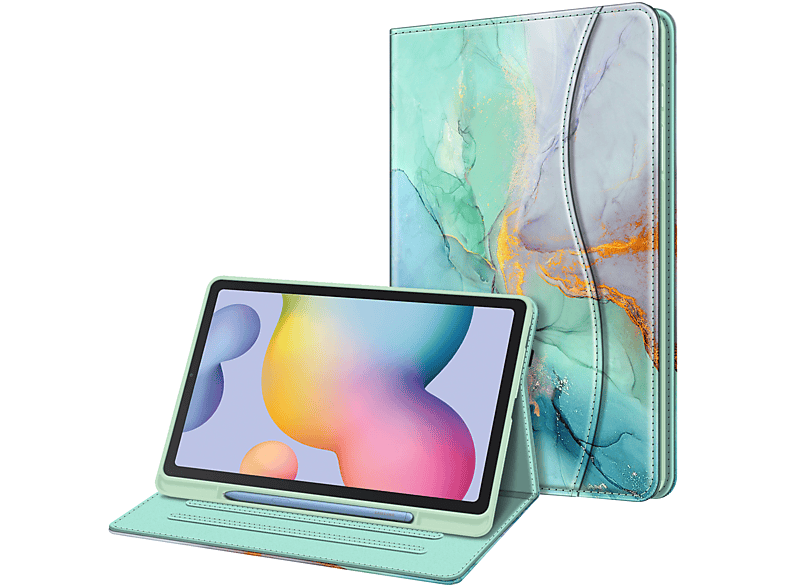 FINTIE Hülle Tablethülle Bookcover für Samsung Kunstleder, Smaragd Marmor