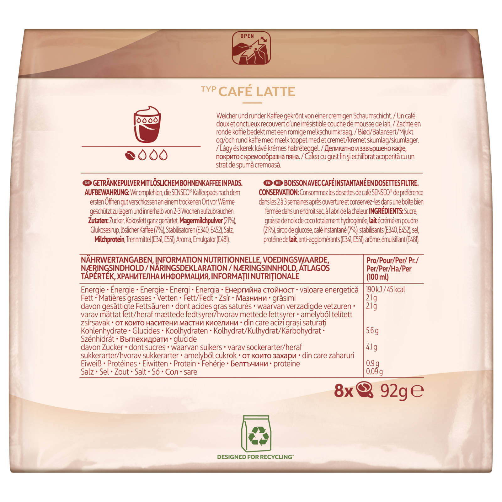 SENSEO Typ Café x 8 Kaffeepads (Senseo 10 Latte Getränke Padmaschine)