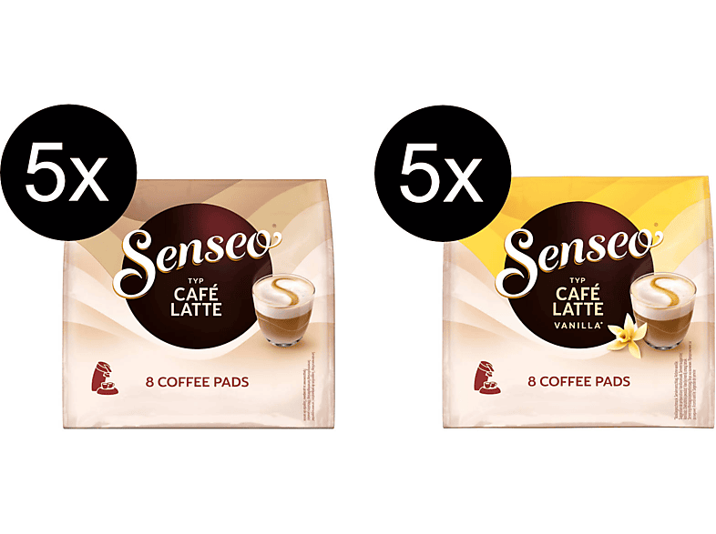 SENSEO Typ Café Latte - 8 8 + Vanilla (Senseo Portionen 5 Typ x 5 Pad-Maschine) x Latte Kaffeepads Café Getränke 80