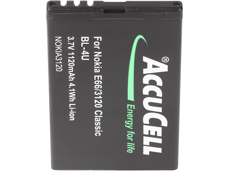 ACCUCELL Akku passend für Nokia E66 Li-Ion - Lithium-Ionen Handy-Akku, 1120 mAh