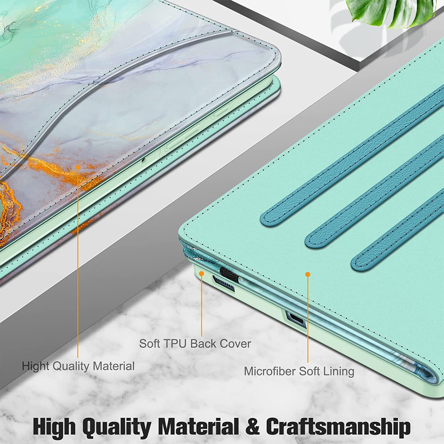 Hülle Samsung Smaragd FINTIE Marmor Tablethülle Bookcover Kunstleder, für