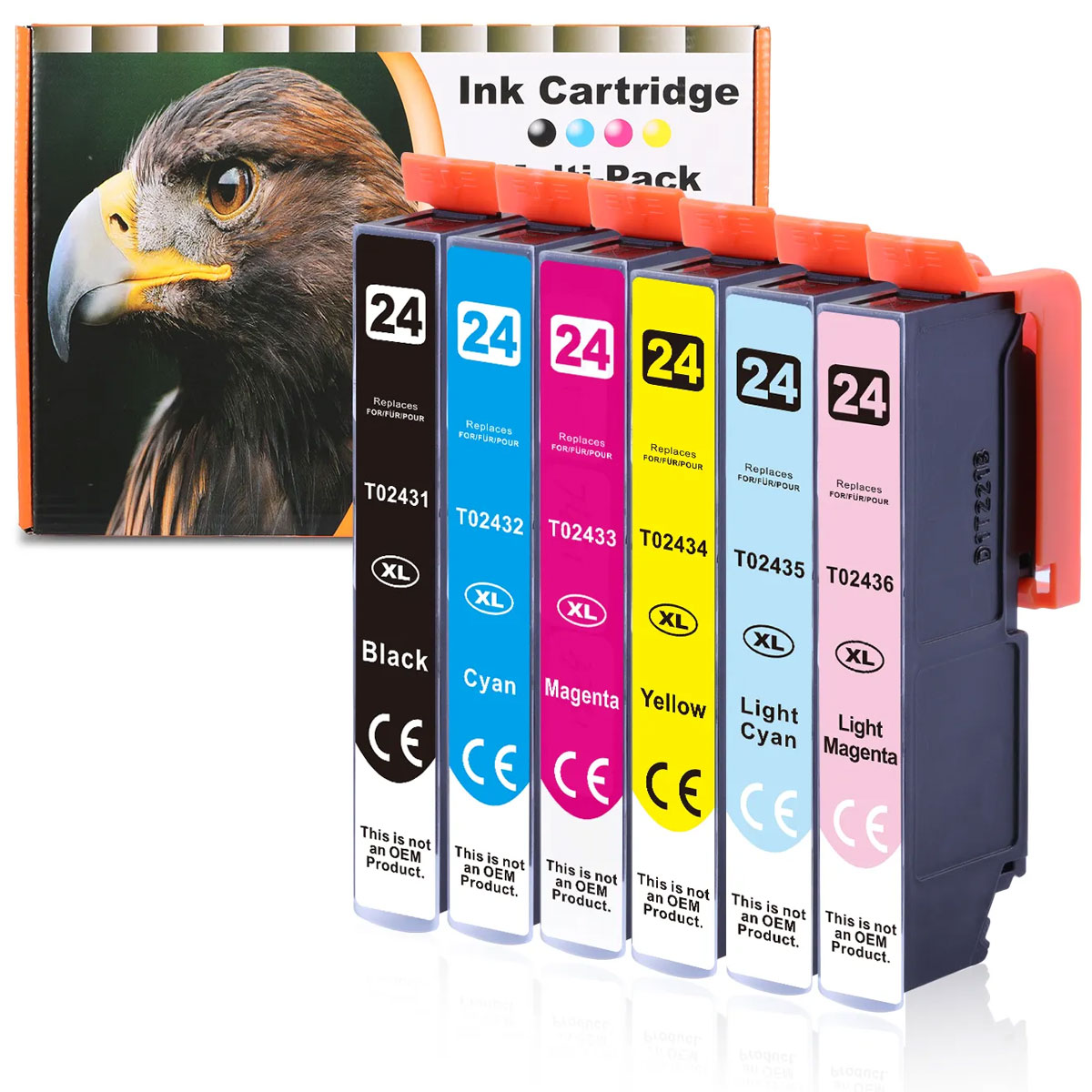 Multipack Magenta, Cyan, C13T24384010 (Schwarz, Elefant, T2438, 6-Farben 24XL, Light-Cyan, Tintenpatrone C13T24384010) (T2438, 24XL, Light-Magenta, Gelb) D&C