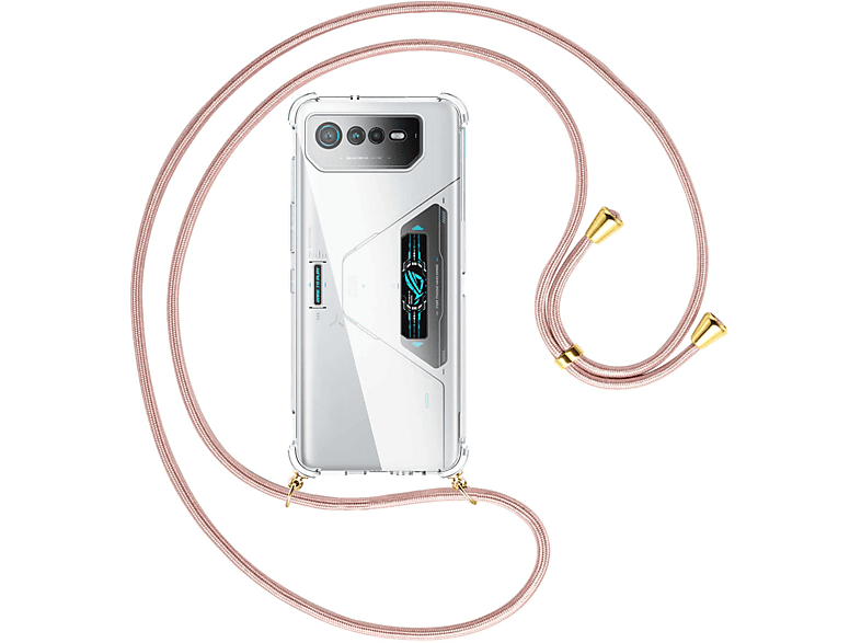 MTB MORE Phone Ultimate, gold 6D Backcover, Pro, Kordel, Asus, 6 / ROG ENERGY mit Rosegold Umhänge-Hülle