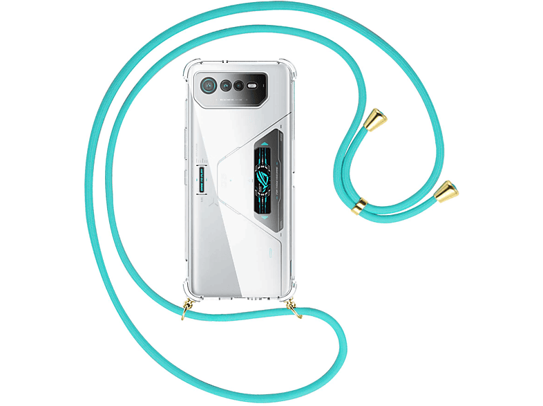 MTB MORE ENERGY Umhänge-Hülle mit Kordel, / Ultimate, 6D Pro, ROG Phone Türkis 6 Asus, gold Backcover