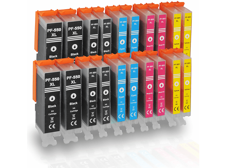 D&C PGI-550 XL, CLI-551 XL Tintenpatrone Multipack 20-Farben (4x Schwarz, 4x Fotoschwarz, 4x Cyan, 4x Magenta, 4x Gelb) (PGI-550 XL, CLI-551 XL)