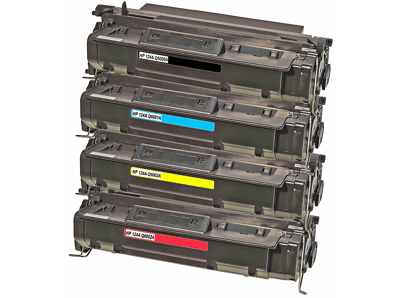 Color GIGAO Multipack (Schwarz, HP-1600-Set Magenta, Tonerkartusche LaserJet Gelb) Cyan, 4-Farben (124A, 1600)