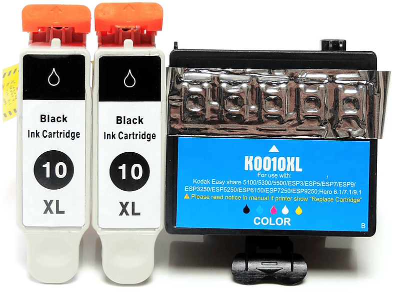 GIGAO 10XL Tintenpatrone Multipack 4-Farben (2x Schwarz, 1x Color (Cyan, Magenta, Gelb)) (10XL)