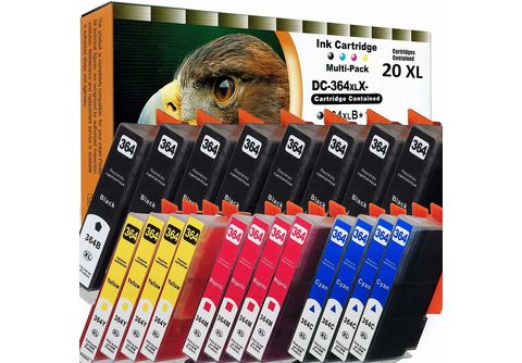 D&C 20er Set Patronen ersetzt HP364 Schwarz, (8x | 364XL Gelb) 20-Farben Magenta, 4x SATURN Multipack (HP364) 4x 4x Cyan