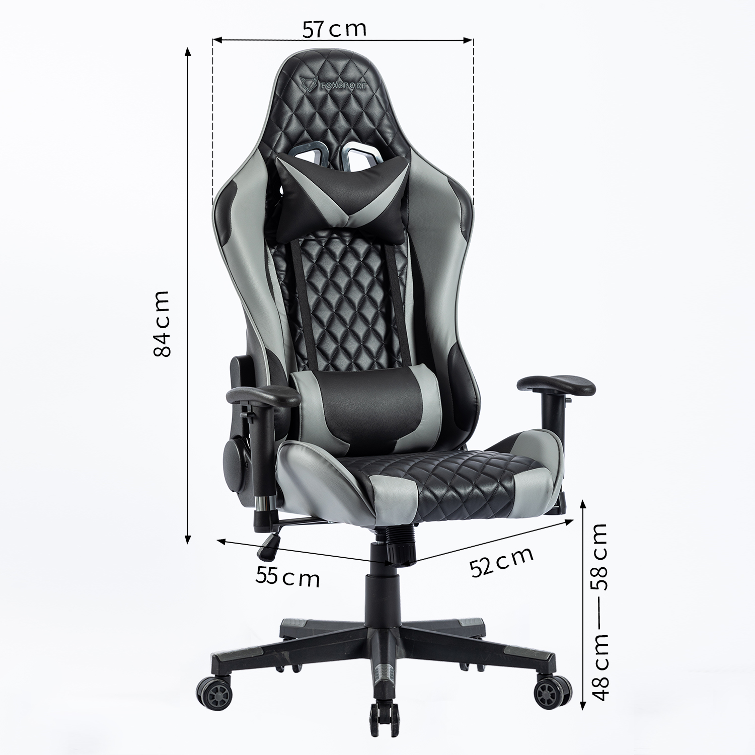 Stuhl E-Sport Stühle FOXSPORT Gaming-Stuhl, Game Gamingstuhl Grau