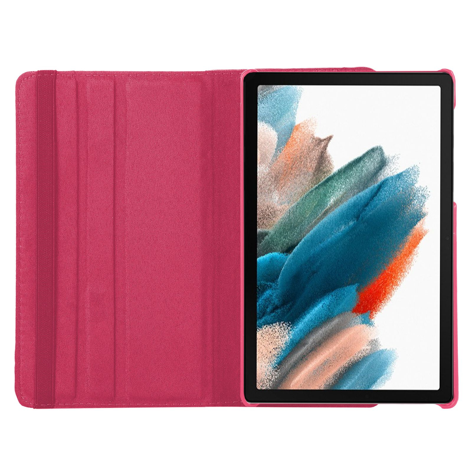LOBWERK 2in1 Set (Schutzhülle Bookcover Samsung Galaxy Pink Kunstleder, Case Zoll für + Tab X205 10.5 A8 SM-X200 Schutzglas)