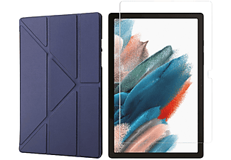 LOBWERK 2in1 Set (Schutzhülle + Schutzglas) Case Bookcover für Samsung Galaxy Tab A8 SM-X200 X205 10.5 Zoll Kunststoff, Blau