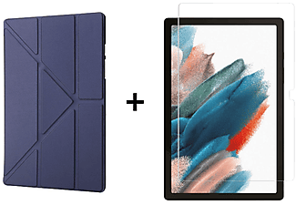 LOBWERK 2in1 Set (Schutzhülle + Schutzglas) Case Bookcover für Samsung Galaxy Tab A8 SM-X200 X205 10.5 Zoll Kunststoff, Blau