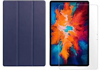 LOBWERK 2in1 Set (Schutzhülle + Schutzglas) Case Bookcover für Lenovo Tab P11 2021 TB-J606F TB-J606X 11 Zoll Kunstleder, Blau
