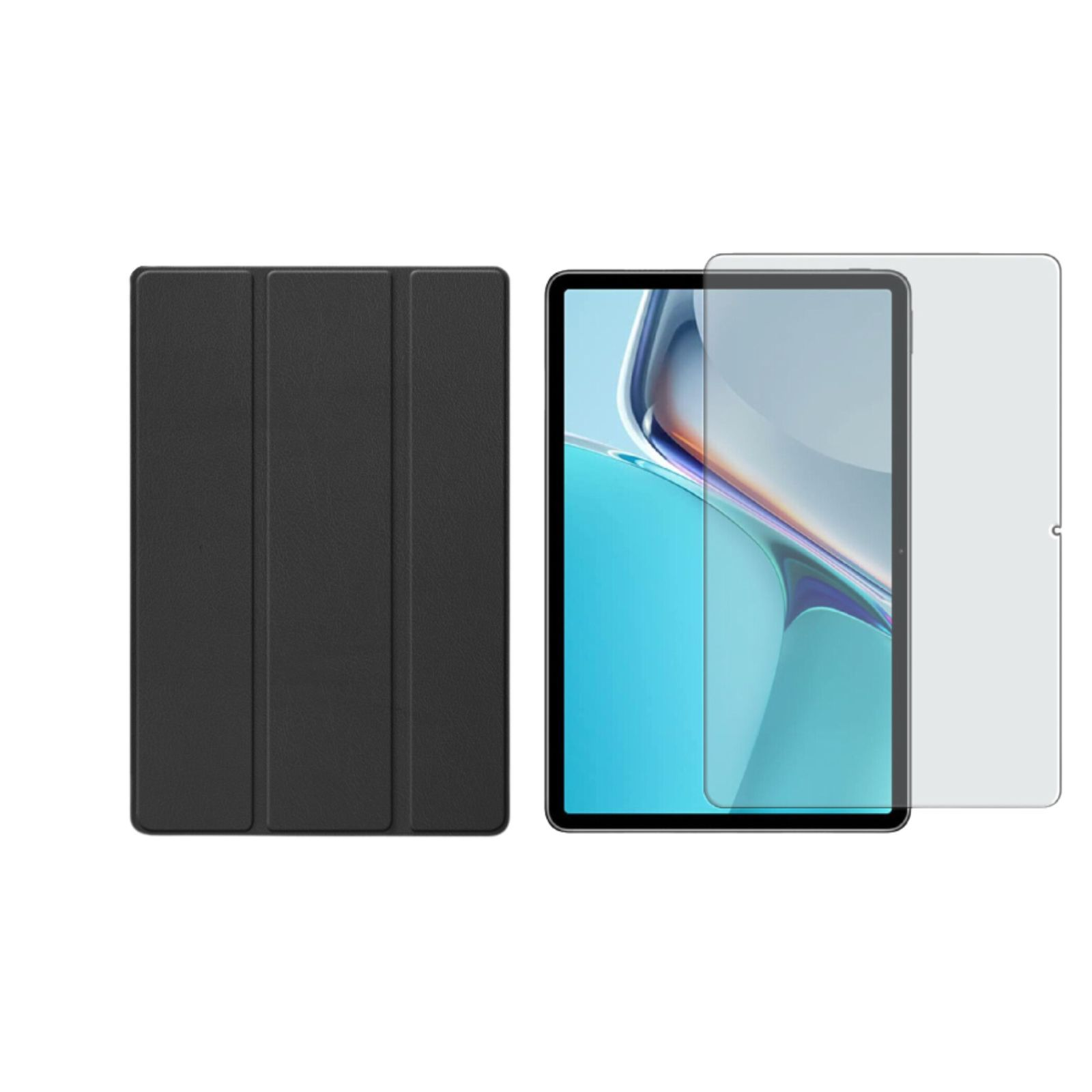 Huawei MatePad 11 Kunstleder, 2in1 Set Zoll Schutzglas) für (Schutzhülle Schwarz 11 Case Bookcover + 2021 LOBWERK