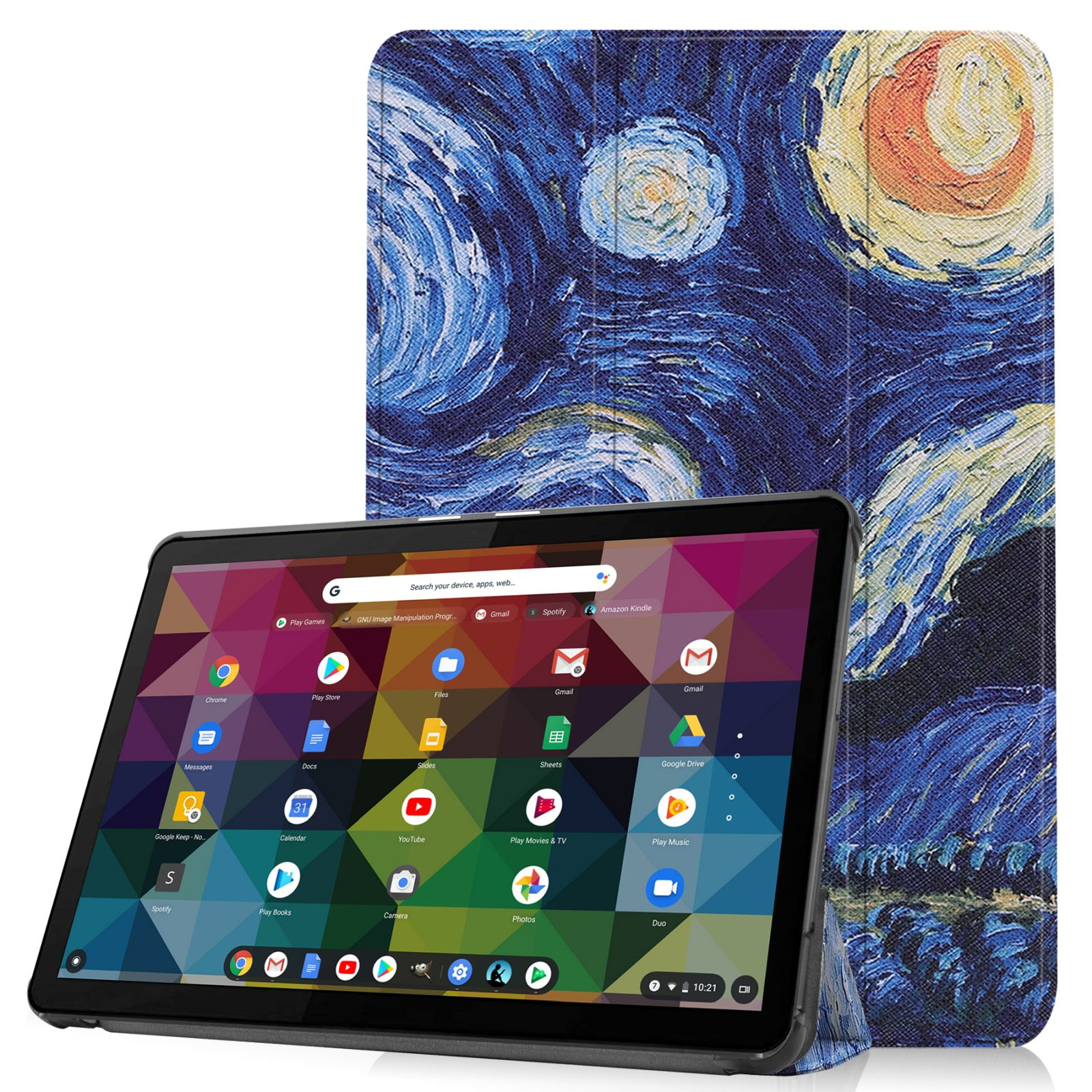 LOBWERK Hülle Schutzhülle Bookcover IdeaPad Chrome10.1 Kunstleder, Mehrfarbig Lenovo Duet Zoll für