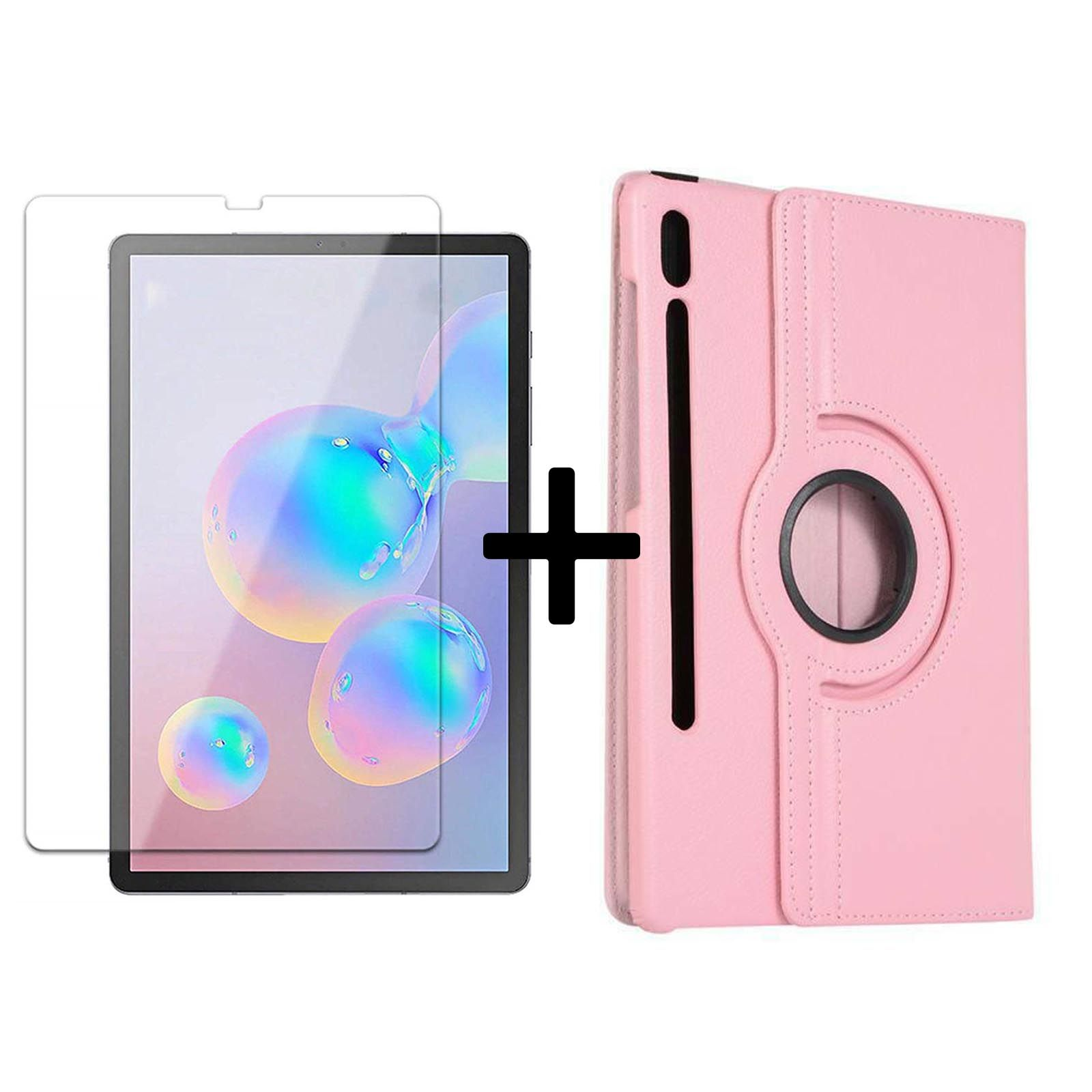 Schutzglas) Set (Schutzhülle 2in1 Samsung S6 SM-T865 Bookcover Rosa Galaxy Tab 10.5 Kunstleder, Case LOBWERK SM-T860 + für