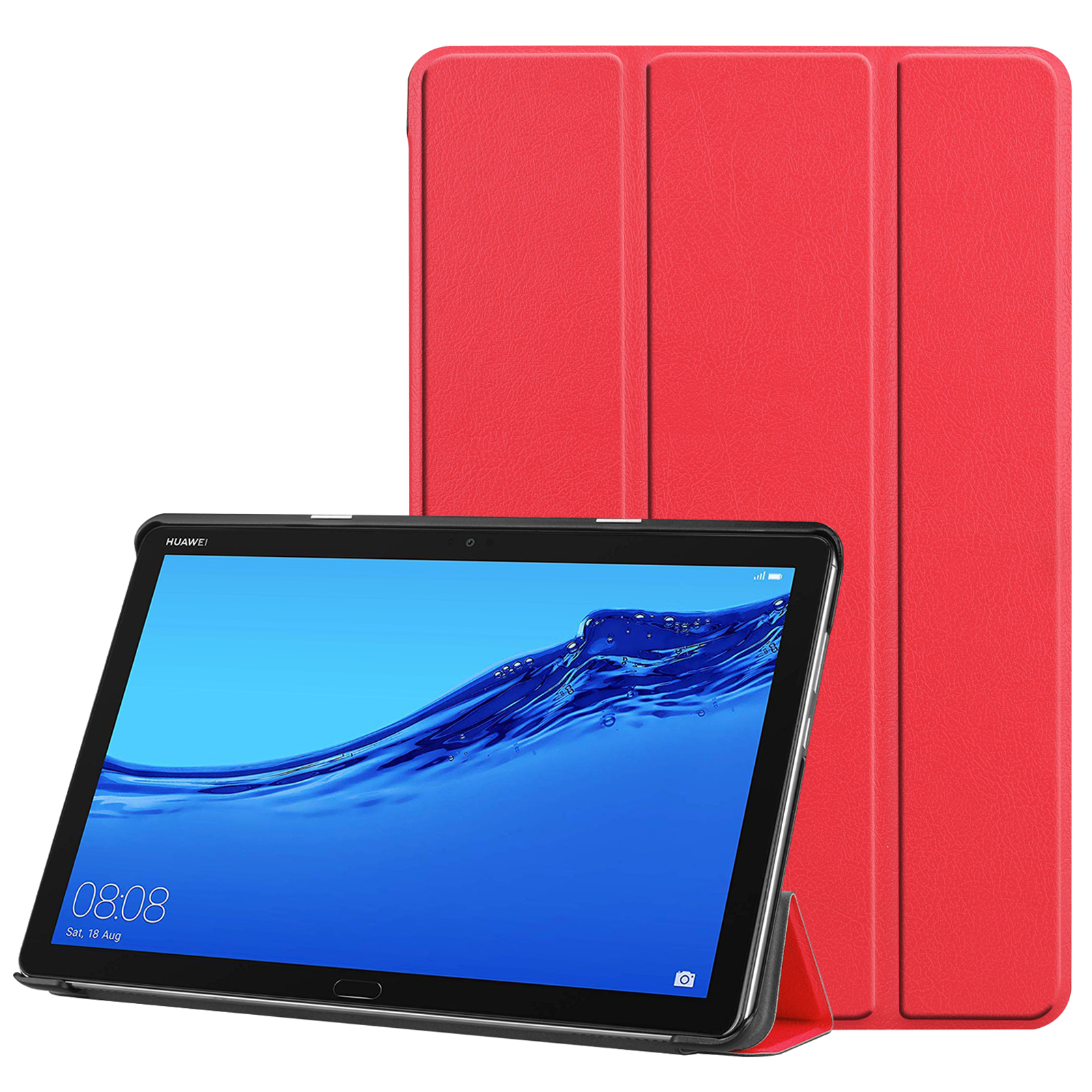 M5 Bookcover Hülle 10 Huawei 10.1 Lite für Zoll LOBWERK Schutzhülle MediaPad Rot Kunstleder,