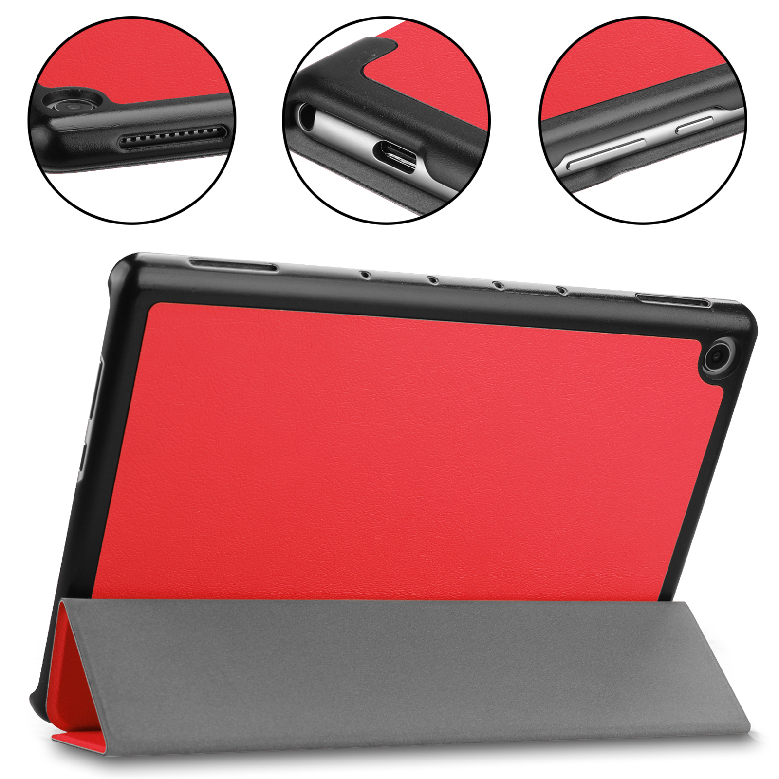 10.1 Hülle Schutzhülle M5 Zoll Rot Lite für MediaPad 10 Kunstleder, LOBWERK Bookcover Huawei