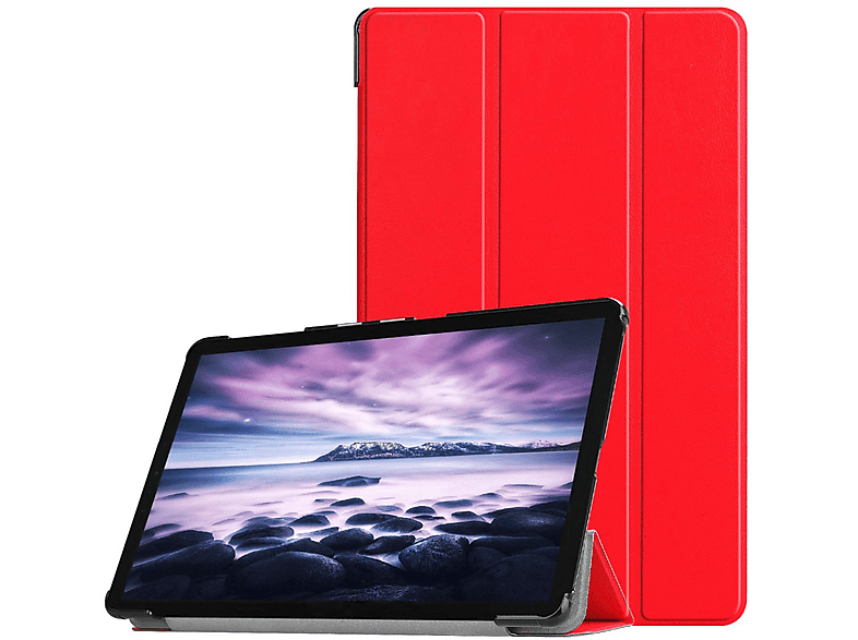LOBWERK Hülle Schutzhülle Bookcover für Samsung Galaxy Tab A SM-T590 SM-T595 SM-T597 10.5 Zoll Kunstleder, Rot