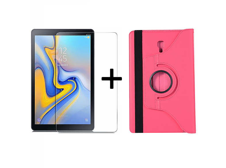 LOBWERK Hülle Schutzhülle Bookcover für Samsung Galaxy Tab A 10.5 SM-T590 T595 Kunstleder, Pink