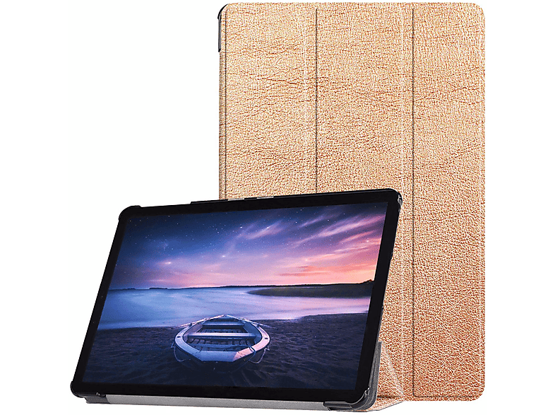 LOBWERK Hülle Schutzhülle Bookcover für Samsung Galaxy Tab S4 SM-T830 SM-T835 SM-T837 10.5 Zoll Kunstleder, bronze