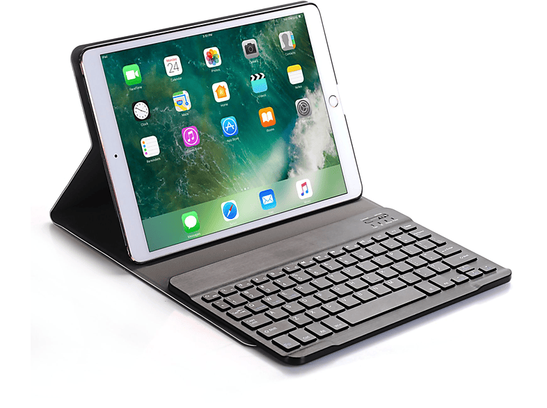 LOBWERK 2in1 Set (Bluetooth Tastatur + Cover) Schutzhülle Bookcover für Apple iPad 10.2 2019/2020/2021 7 Generation Kunststoff, gold