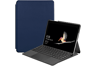 LOBWERK Hülle Schutzhülle Bookcover für Microsoft Surface Go/Go2 2-in-1 10 Zoll Kunstleder, Blau