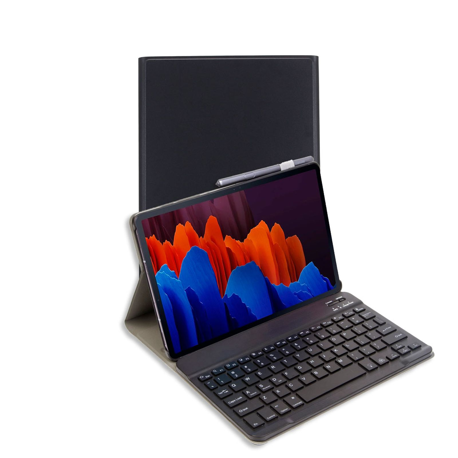 Tastatur Schwarz Schutzhülle T975, S7 für / S8+ / Plus FE X800, Samsung (Bluetooth Set 2in1 T730 S7 Cover) + Kunststoff, / / S7+ T970 Tab / Bookcover LOBWERK
