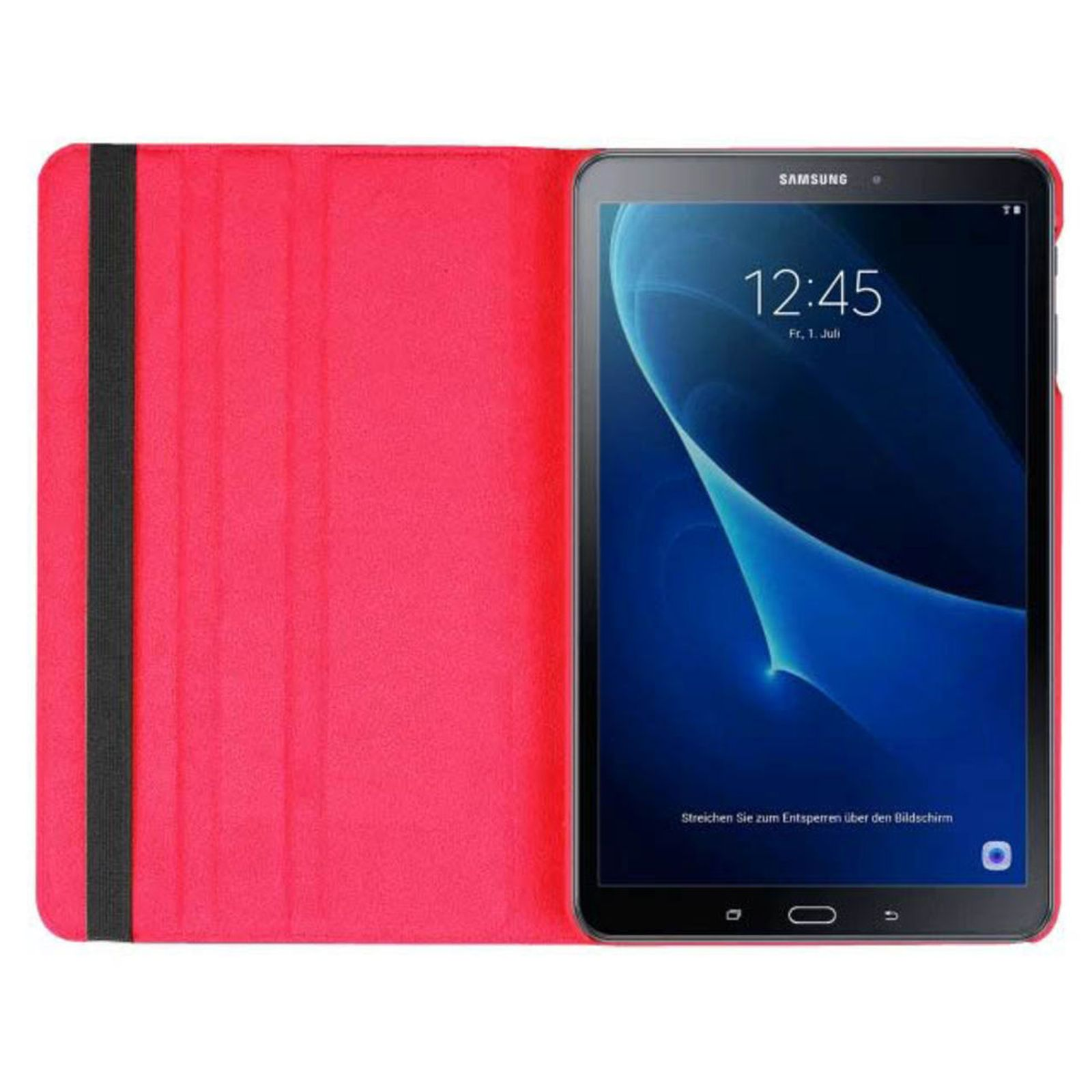 Rot Hülle Kunstleder, Bookcover Samsung Tab Galaxy SM-T580 für A SM-T585 10.1 LOBWERK Schutzhülle Zoll