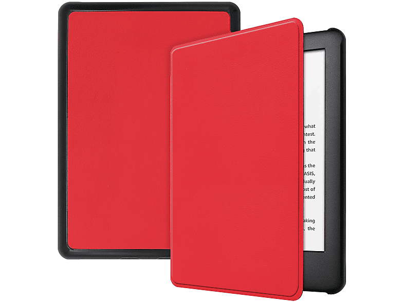 LOBWERK Hülle Schutzhülle Bookcover für Amazon Kindle 2019 (10. Generation) 6 Zoll Kunstleder, Rot