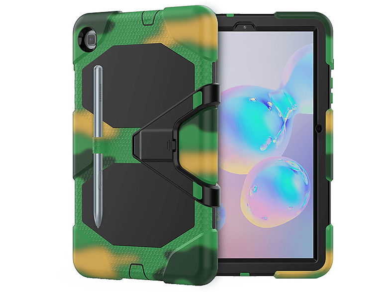 LOBWERK 3in1 Schutzhülle Case Bookcover Samsung für Kunststoff, SM-P610 10.4 Lite Galaxy SM-P615 Camouflage Tab S6