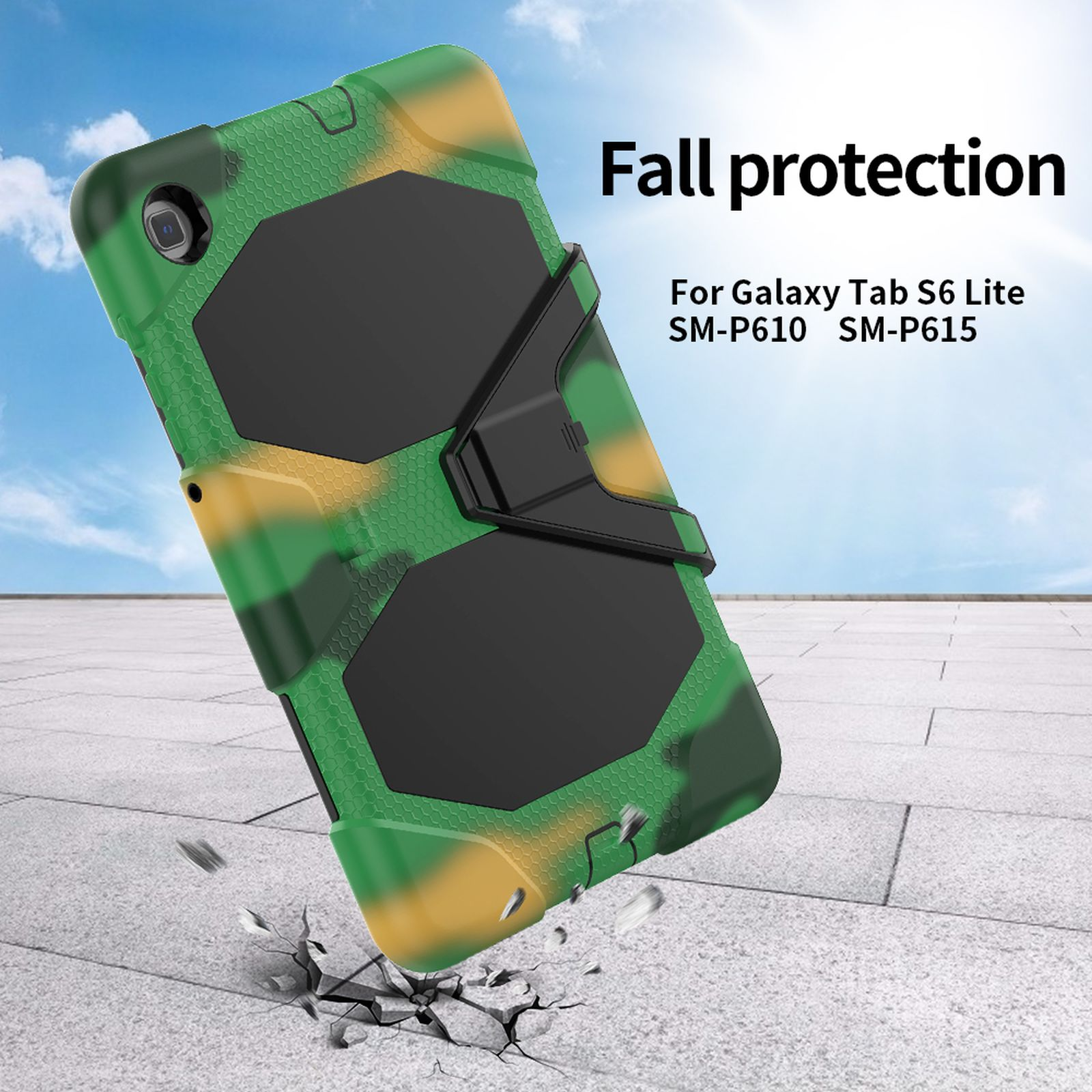 SM-P615 S6 Camouflage Bookcover 10.4 Samsung für Schutzhülle Case Galaxy LOBWERK SM-P610 Tab Lite Kunststoff, 3in1