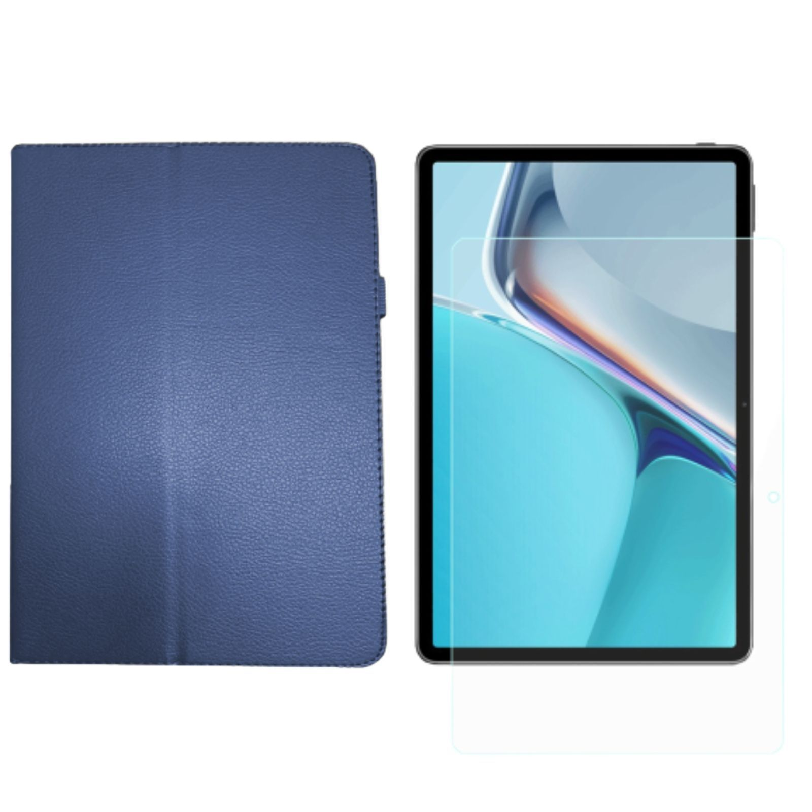 LOBWERK 2in1 Huawei MatePad + Kunstleder, 11 für Blau Zoll 11 Bookcover 2021 Schutzglas) Case Set (Schutzhülle
