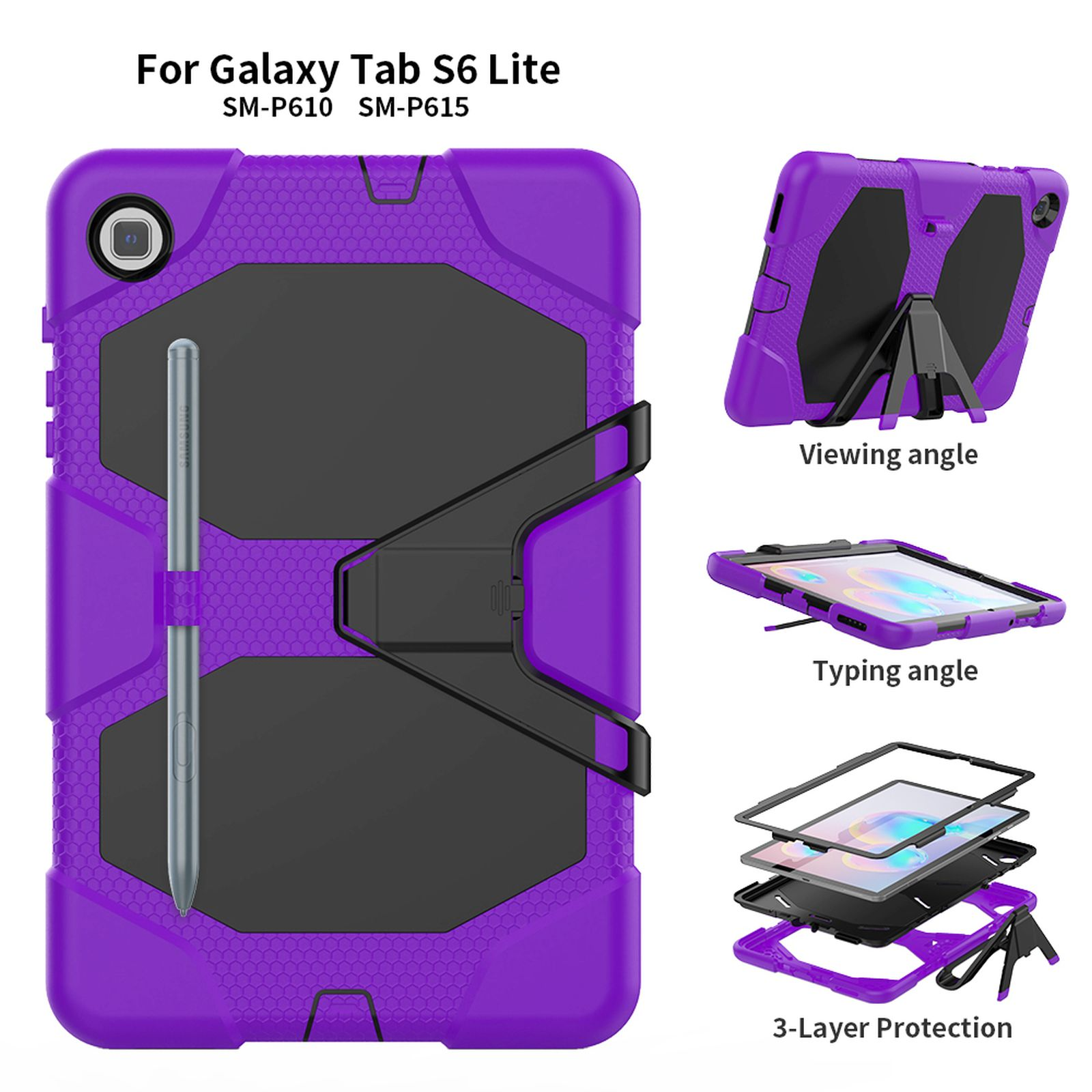 Tab Bookcover Lila LOBWERK Case Galaxy Samsung SM-P615 für 3in1 Kunststoff, Schutzhülle 10.4 S6 Lite SM-P610