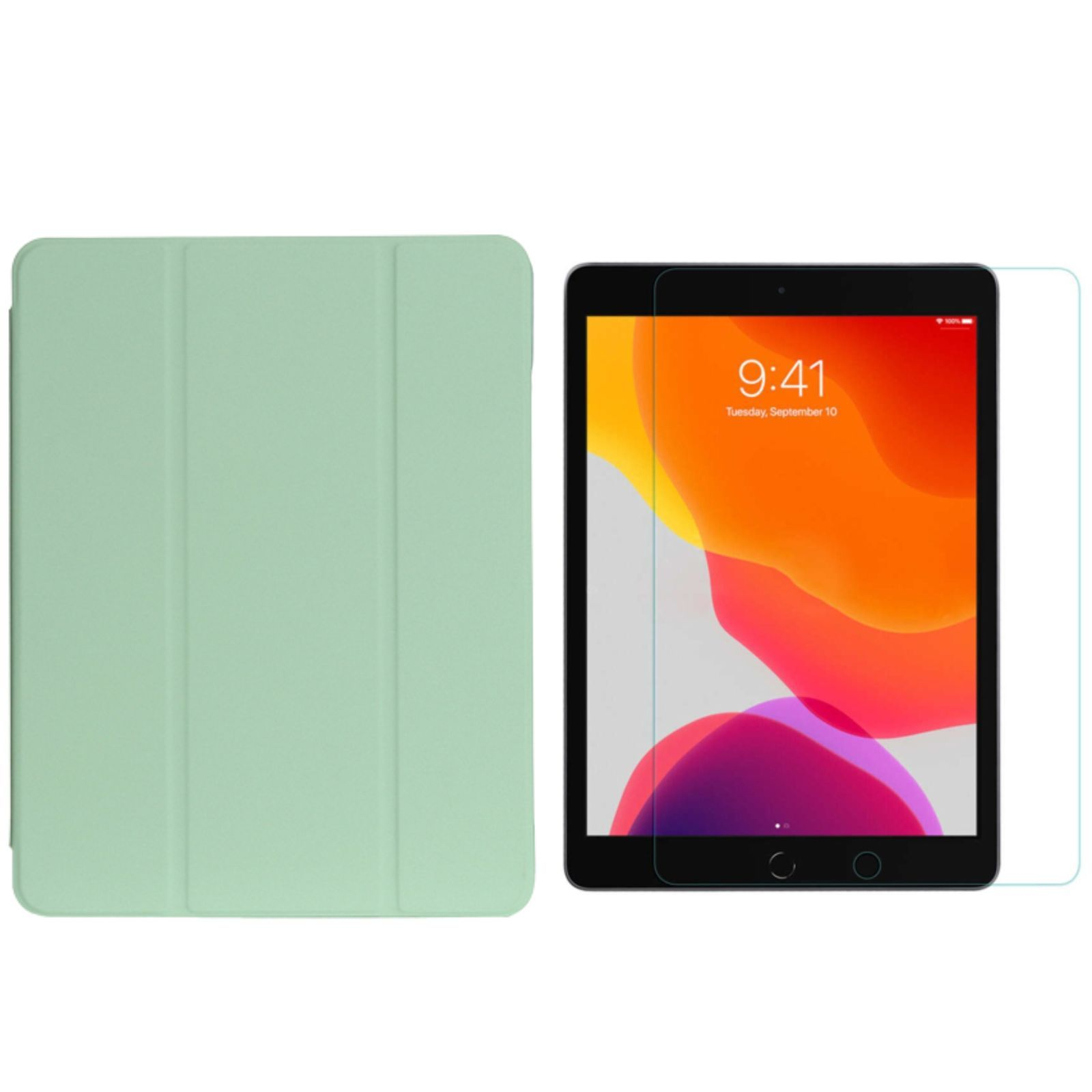 Zoll Pro + Schutzglas) Bookcover LOBWERK 2in1 Grün iPad Set (Schutzhülle für 3 10.5 Ipad Pro 10.2 Kunststoff, Apple Case Air