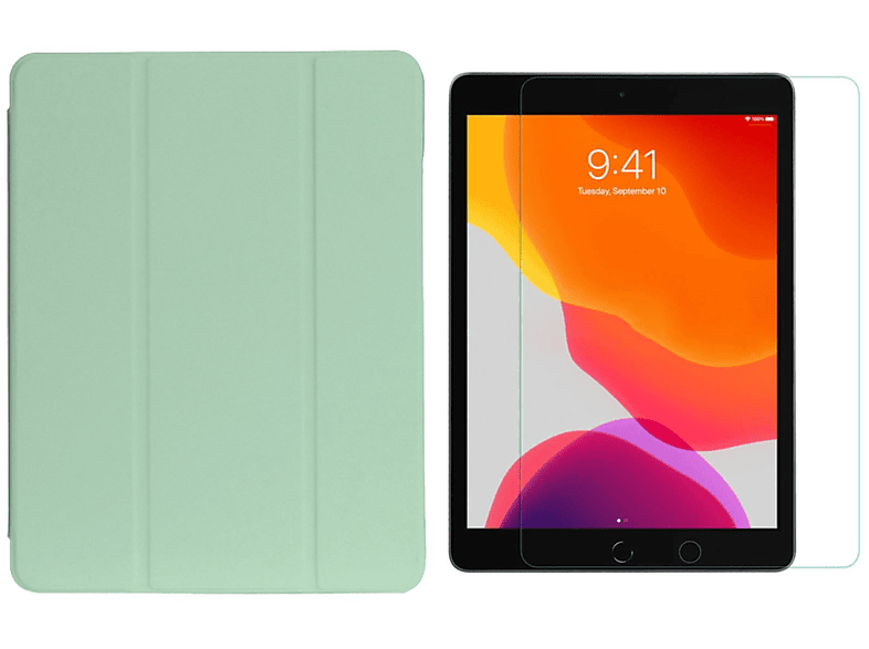 10.2 Zoll Set Case Kunststoff, LOBWERK 10.5 Schutzglas) Pro 3 iPad Pro Air Grün + Bookcover Ipad für 2in1 (Schutzhülle Apple