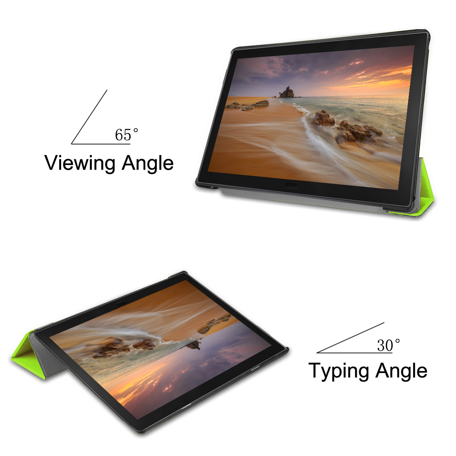 Schutzhülle Bookcover für Kunstleder, LOBWERK TB-X104F Hülle E10 Lenovo Tab Grün 10.1 Zoll