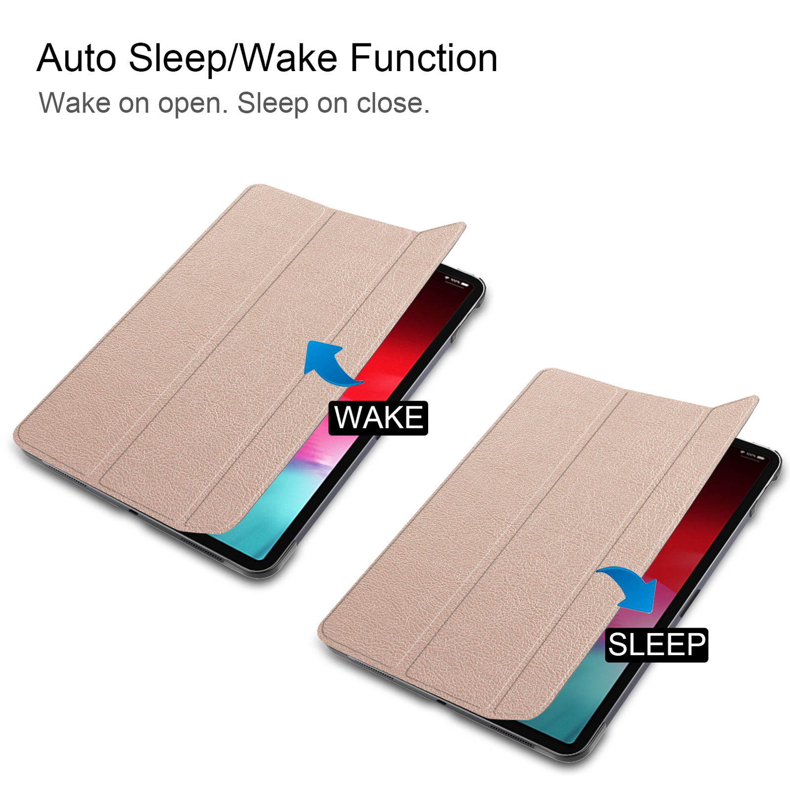 Tablet-Hüllen geöffnet, Schlaf/Wach-Funktion zeigend.