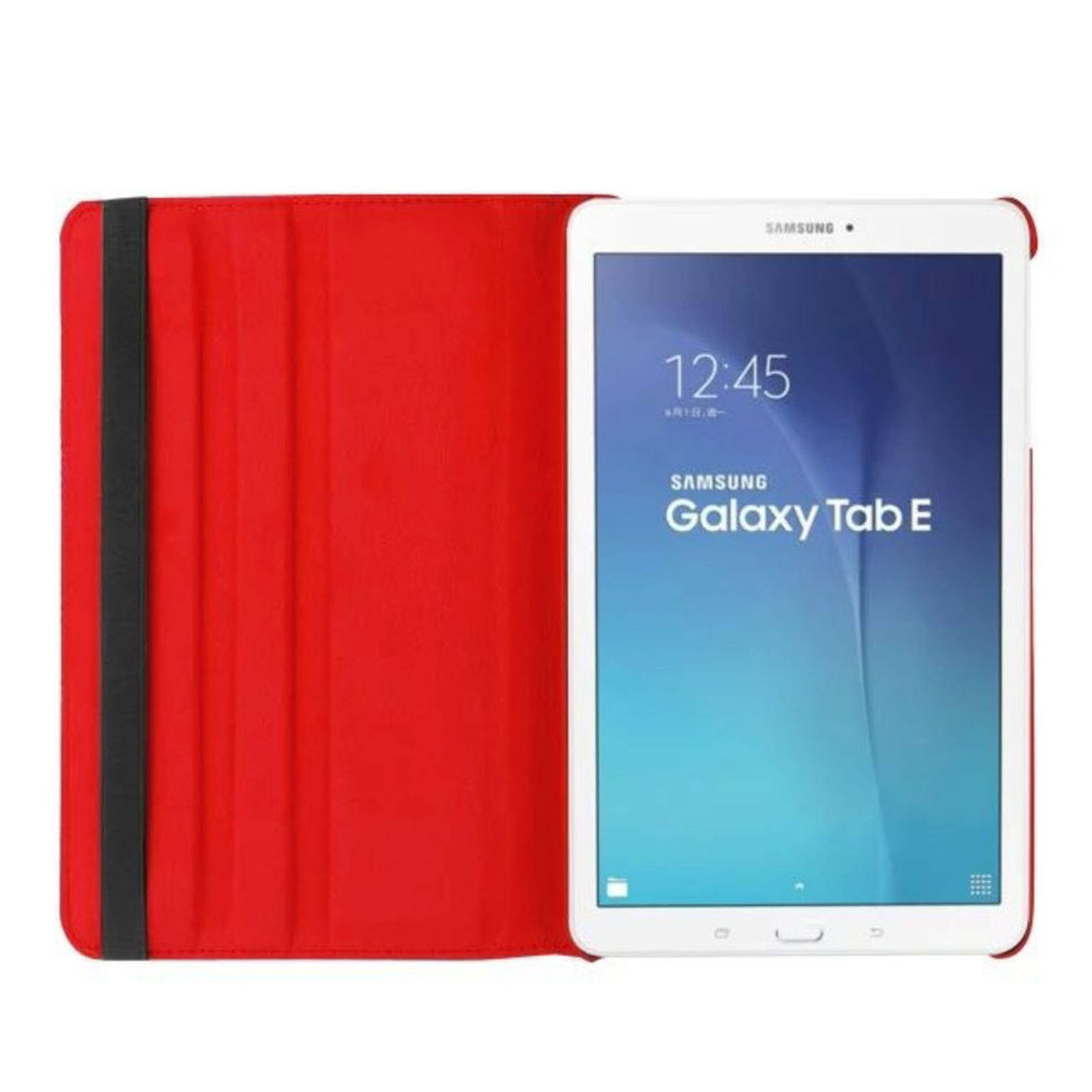 für E Galaxy Tab Hülle Samsung Kunstleder, LOBWERK Bookcover T561 SM-T560 Zoll Rot Schutzhülle 9.6