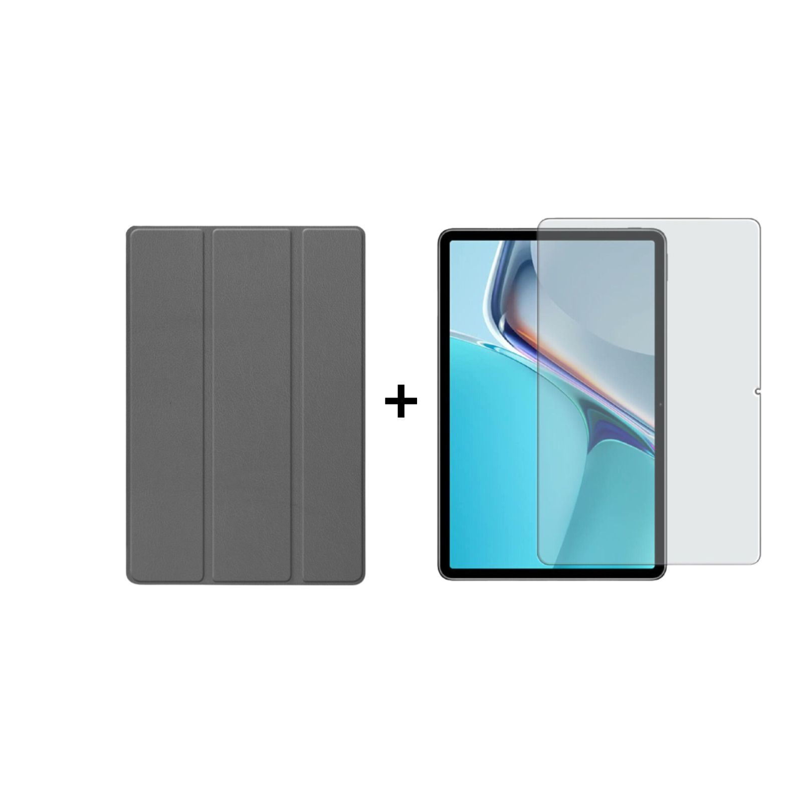 für 11 Case 2in1 Bookcover Zoll (Schutzhülle Kunstleder, Schutzglas) Grau 2021 11 Huawei MatePad + Set LOBWERK