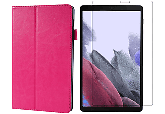LOBWERK 2in1 Set (Schutzhülle + Schutzglas) Case Bookcover für Samsung Galaxy Tab A7 Lite T220 T225 8.7 Zoll Kunstleder, Pink