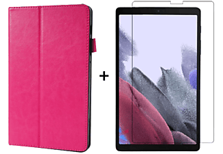 LOBWERK 2in1 Set (Schutzhülle + Schutzglas) Case Bookcover für Samsung Galaxy Tab A7 Lite T220 T225 8.7 Zoll Kunstleder, Pink
