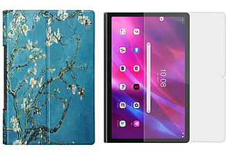 LOBWERK 2in1 Set (Schutzhülle + Schutzglas) Case Bookcover für Lenovo Yoga Tab 11 YT-J706F 2021 11 Zoll Kunstleder, Mehrfarbig