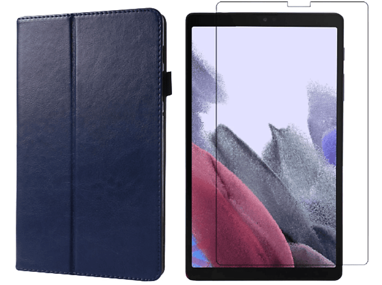 LOBWERK 2in1 Tab A7 Zoll Galaxy 8.7 Lite Blau T220 + Samsung Kunstleder, Schutzglas) Set (Schutzhülle Case Bookcover T225 für