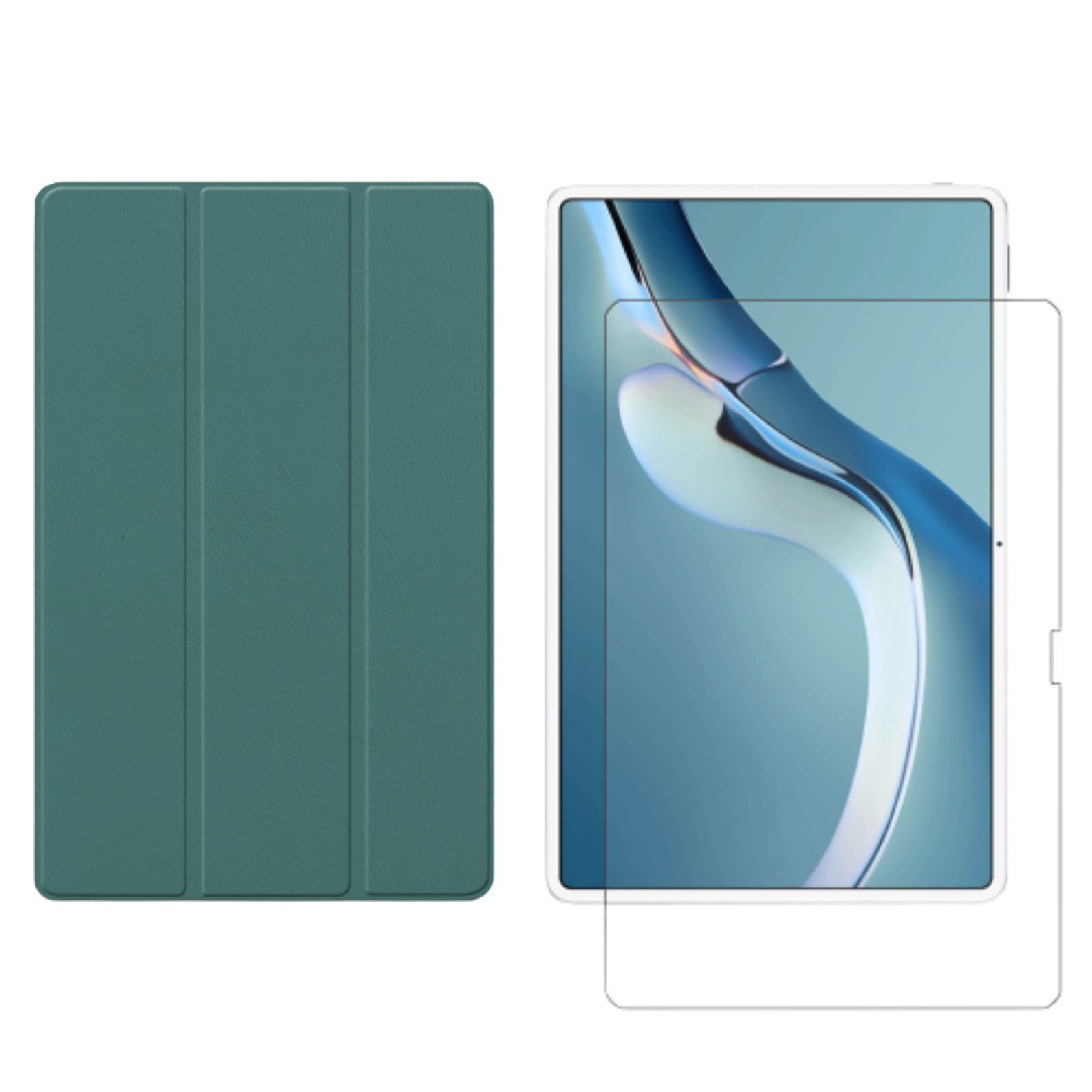 2in1 Zoll + Schutzglas) Grün für Case Set 2021 LOBWERK 12.6 Huawei MatePad Bookcover (Schutzhülle Kunstleder, Pro