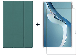 LOBWERK 2in1 Set (Schutzhülle + Schutzglas) Case Bookcover für Huawei MatePad Pro 2021 12.6 Zoll Kunstleder, Grün
