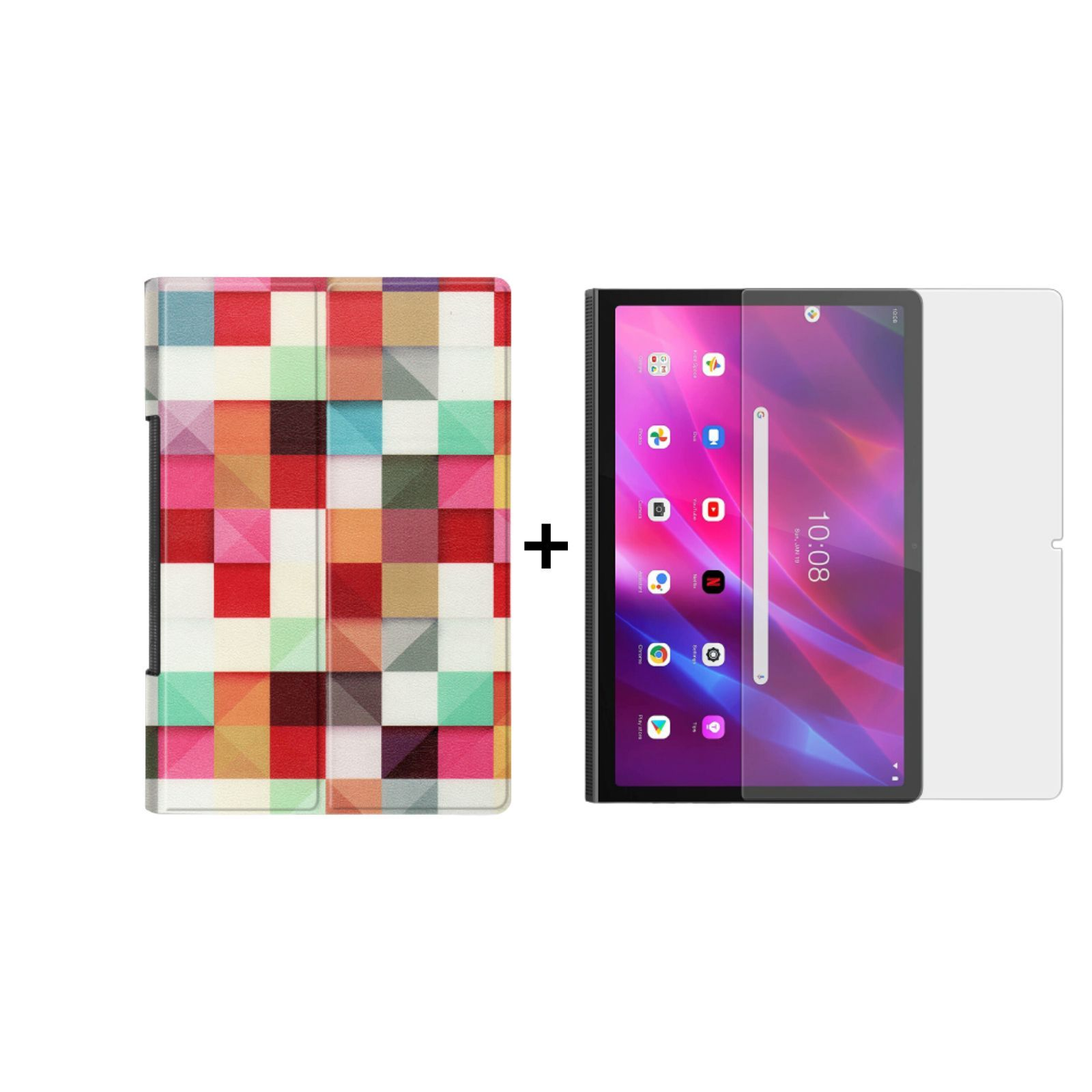 LOBWERK 2in1 Yoga für 2021 11 Bookcover 11 Zoll Set Tab Kunstleder, Mehrfarbig Case YT-J706F Schutzglas) (Schutzhülle Lenovo 