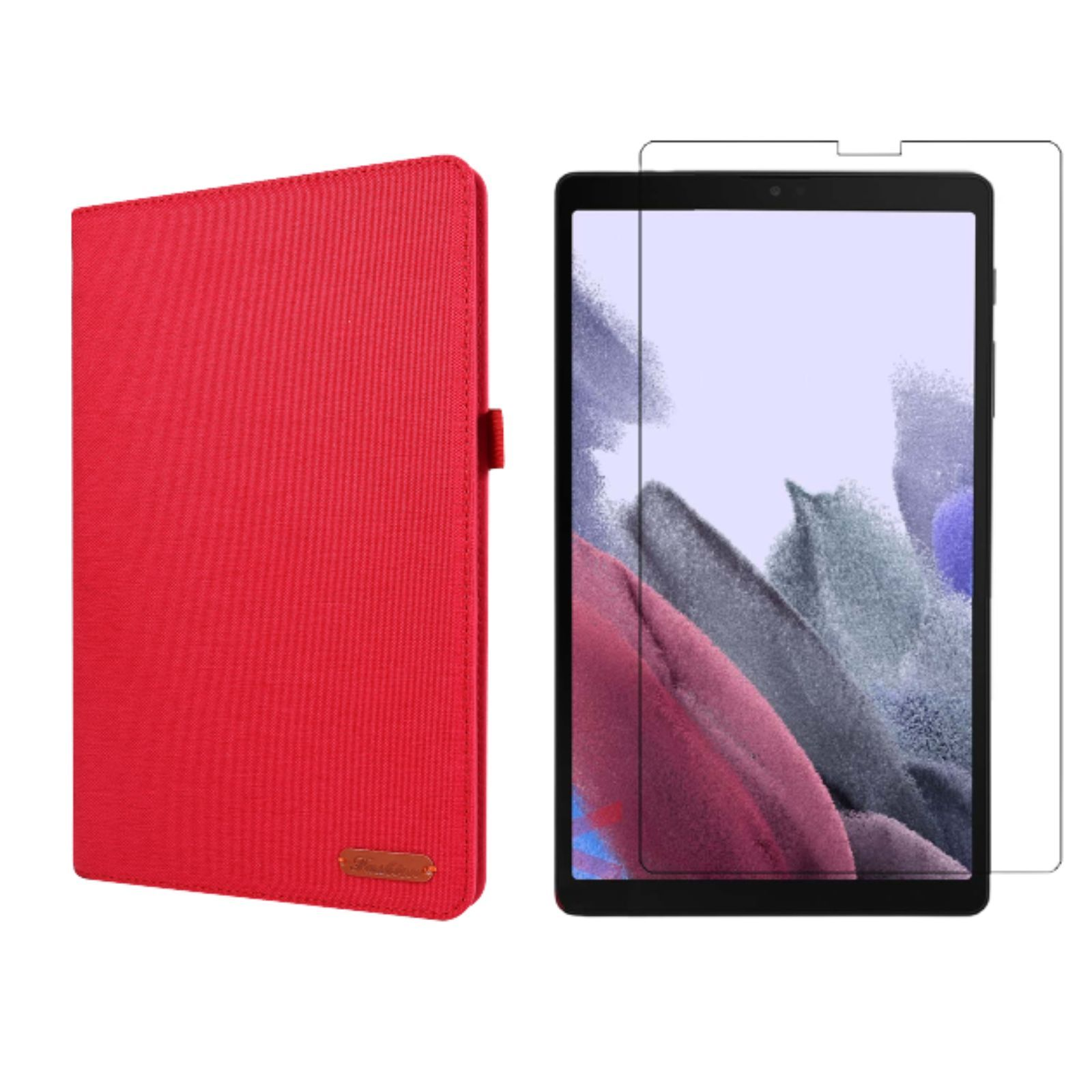 (Schutzhülle T225 Tab Case Galaxy Rot Bookcover A7 Schutzglas) + 2in1 Zoll Lite Kunststoff, Set Samsung 8.7 T220 für LOBWERK